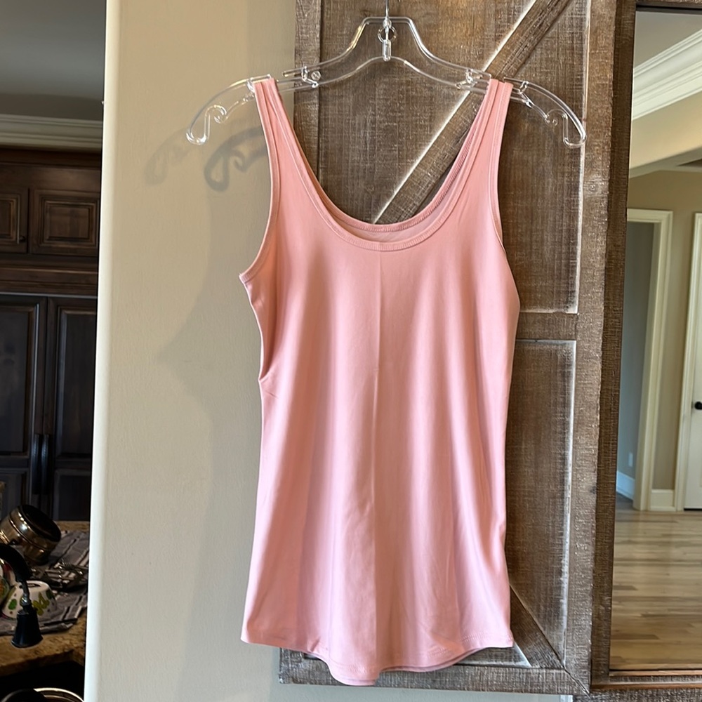 Super Soft Pink Blush Scoop Comfy Tank Fitted New Womens